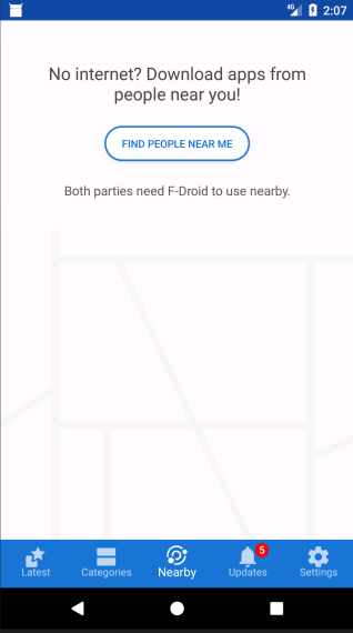 "Nearby" screen